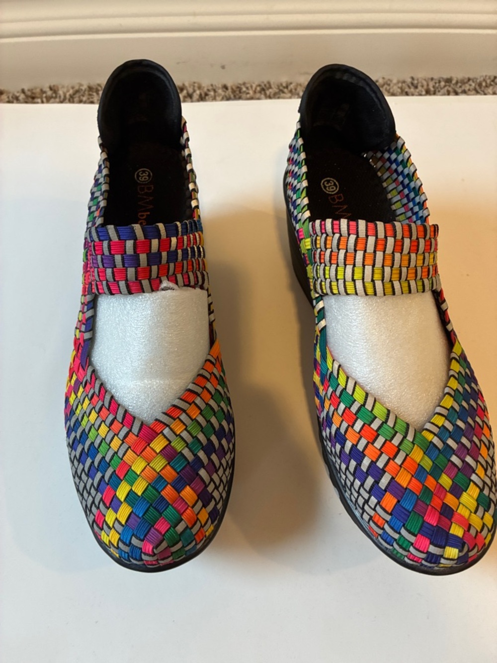 bernie mev. Rainbow Woven Mary Jane Flats with Elastic Strap